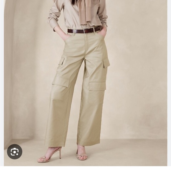 Banana Republic Beige High Rise Wide Leg Cargo Pants8